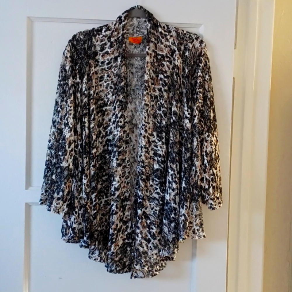 Ruby Road Road Womens Black Brown White Waterfall Cardigan 20W